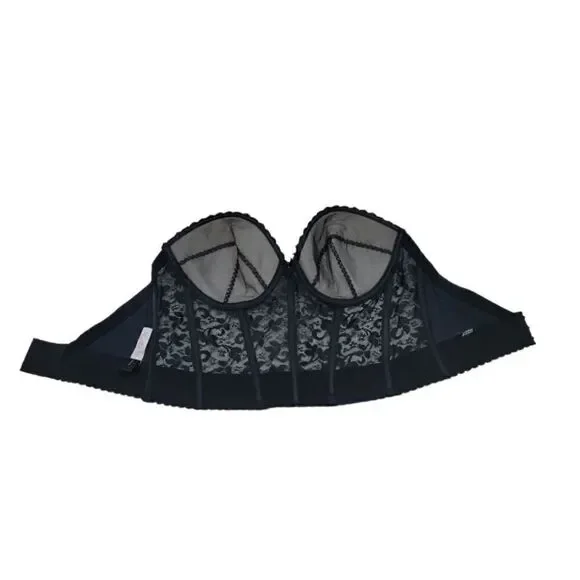 Vintage 60s 70s Frederick's of Hollywood Black Lace Bustier ILGWU Size 38C